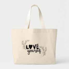 Modern minimalist "Älska dig själv" botanisk tote Jumbo Tygkasse