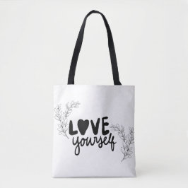 Modern minimalist "Älska dig själv" botanisk tote Tygkasse