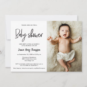 Modern minimalist anpassad bild baby shower inbjudningar