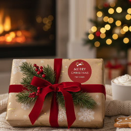 Modern minimalist anpassad färg julklass runt klistermärke