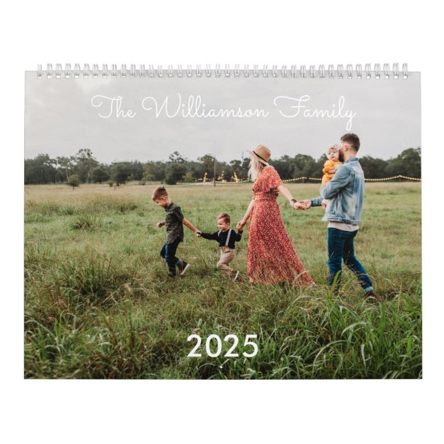 Modern Minimalist Anpassningsbar Family Photo 2025 Kalender (Omslag)