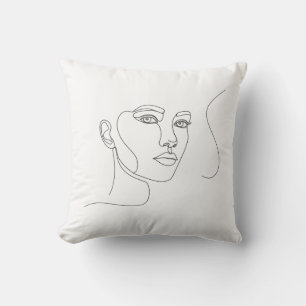 "Modern Minimalist Ansikte Line Art Pillow" Kudde