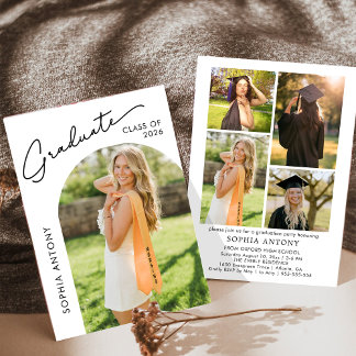 Modern Minimalist Arch Photo Graduation Party Inbjudningar