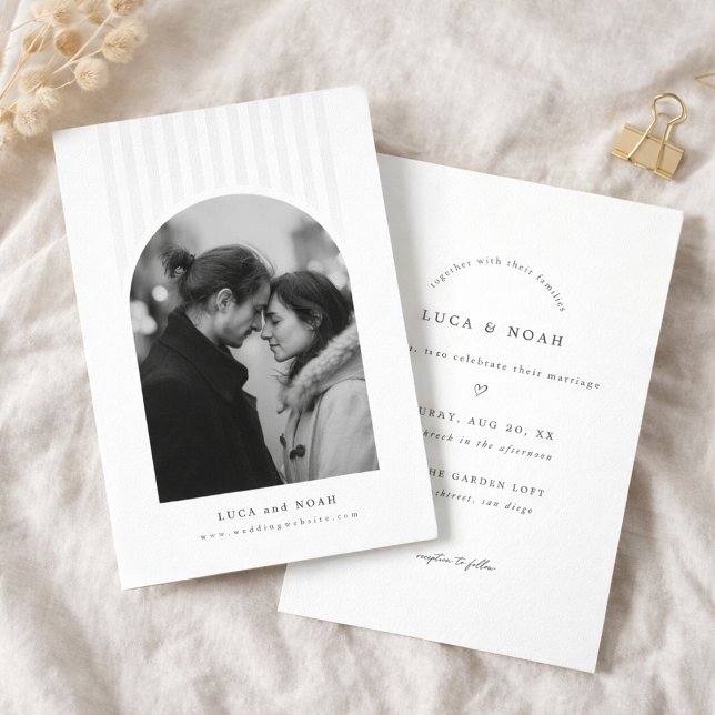 Modern Minimalist Arch Photo Wedding Invitation Inbjudningar (Skapare uppladdad)