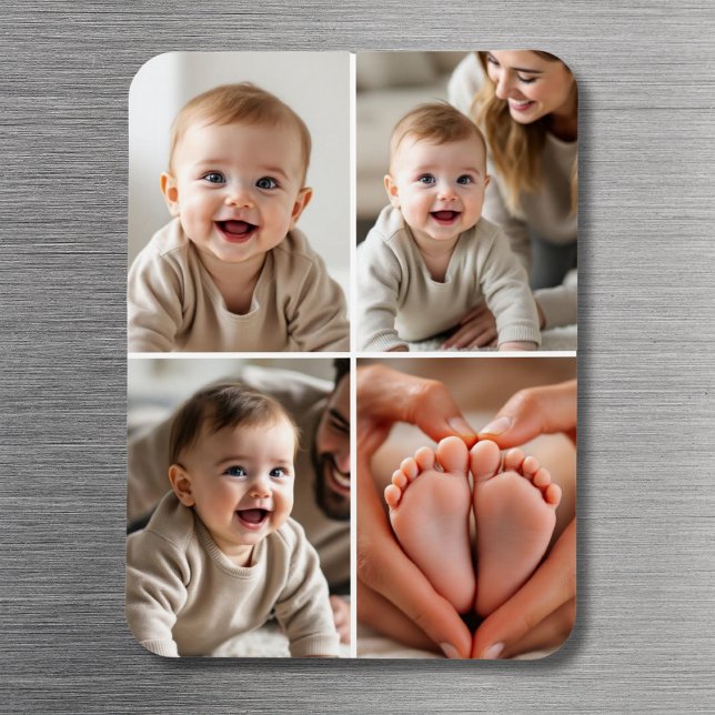 Modern minimalist baby 4-foto collage  magnet (Skapare uppladdad)