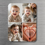 Modern Minimalist Baby 4 Photo Collage  Magnet<br><div class="desc">Celebrate your little one’s most precious moments with this Modern Minimalist Baby 4-Photo Collage Magnet. Designed with a clean and timeless layout, this custom magnet showcases four of your favorite baby photos with simple, stylish elegance. Add a name, birth date, or a short message to personalize your keepsake. Printed in...</div>
