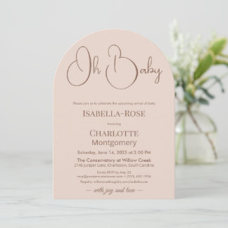 Modern Minimalist Baby Shower | Powder Blush Inbjudningar
