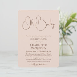 Modern Minimalist Baby Shower | Powder Blush Inbjudningar