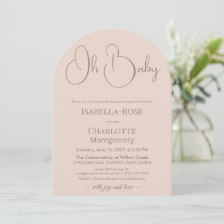 Modern Minimalist Baby Shower | Powder Blush Inbjudningar