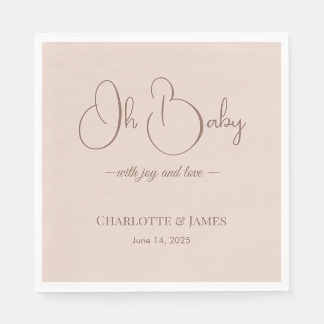 Modern Minimalist Baby Shower | Powder Blush Pappersservett (Framsidan)