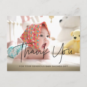 Modern minimalist Baby shower tackkort Vykort