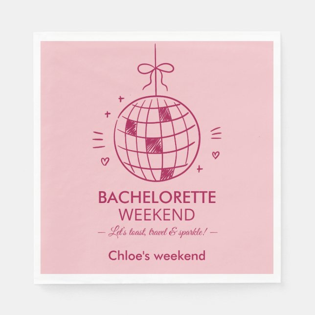 Modern Minimalist Bachelorette Weekend | Pink  Pappersservett (Framsidan)