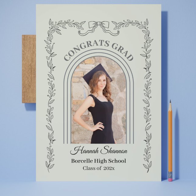 Modern minimalist båge foto Klass av 2026 Meddelande (Modern Minimalist Arch Photo Graduation Announcement Card 2026)