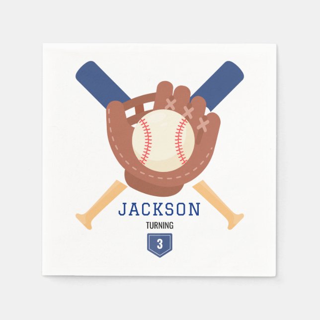 Modern minimalist baseball slagman födelsedag pappersservett (Framsidan)