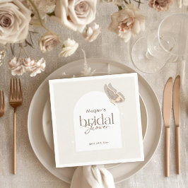Modern Minimalist Beige Butterfly Bridal Shower Pappersservett