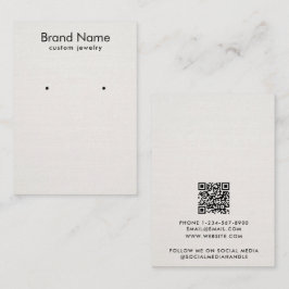 Modern Minimalist Beige Linen Jewelry Display Card Visitkort