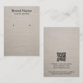 Modern minimalist beige linne örhänge display-kort visitkort