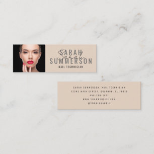 Modern minimalist beige nagelstudio fotografering mini visitkort
