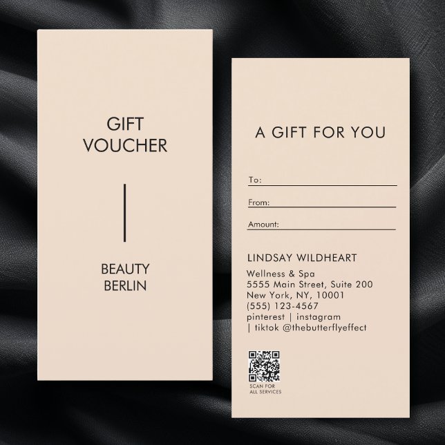 Modern minimalist beige QR-kod presentkort (Modern Minimalist Beige QR Code Gift Certificate)