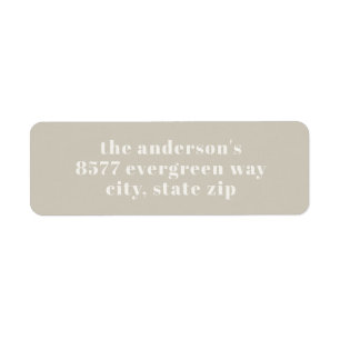 Modern minimalist beige returadressetikett returadress etikett