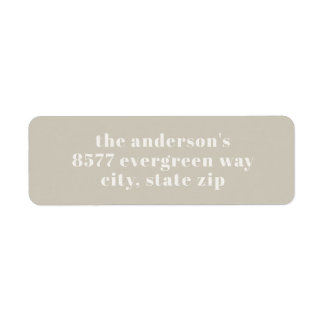 Modern Minimalist Beige Return Address Label Returadress Etikett