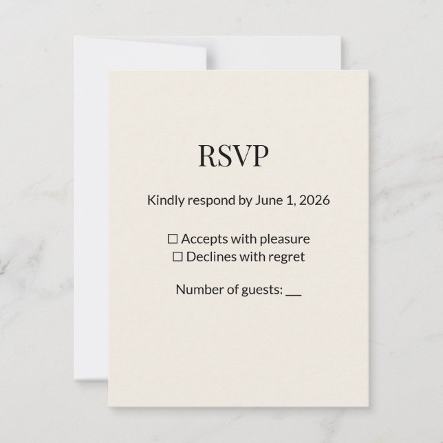 Modern minimalist beige RSVP-kortmall OSA Kort (Framsida)