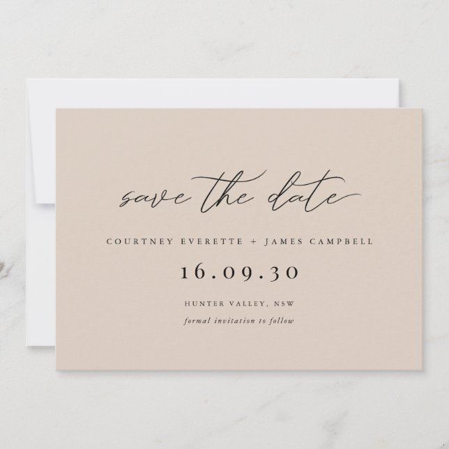 Modern minimalist beige save the date-inbjudan inbjudningar (Framsida)