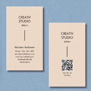 Modern minimalist beige svart visitkort
