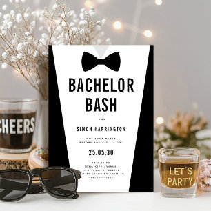 Modern minimalist Big Bold Bachelor Bash Party Inbjudningar