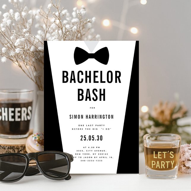 Modern minimalist Big Bold Bachelor Bash Party Inbjudningar (Modern Minimalist Big Bold Bachelor Bash Party Invitation)