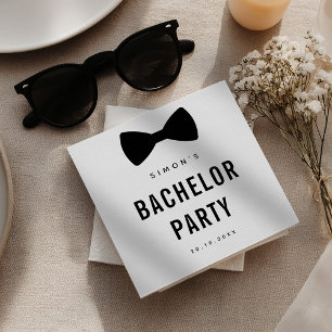 Modern Minimalist Big Bold Black Bachelor Party Pappersservett