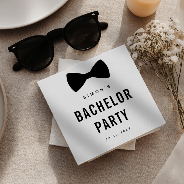 Modern Minimalist Big Bold Black Bachelor Party Pappersservett (Modern Minimalist Big Bold Black Bachelor Party Napkins)