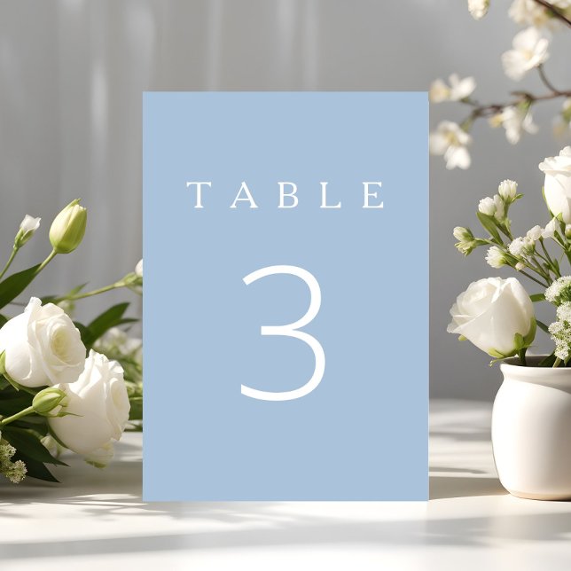 Modern minimalist blå bordsnummer (Modern Minimalist Blue Table Number)