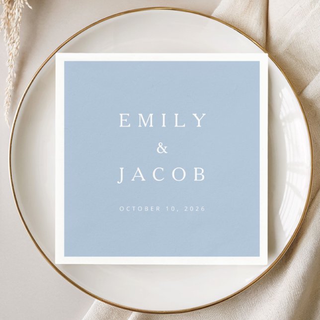 Modern minimalist blå bröllop pappersservett (Modern Minimalist Blue Wedding Napkins)
