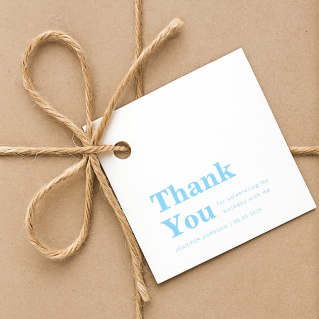 Modern minimalist blå födelsedag gåvor etiketter (Modern Minimalist Blue Birthday Favor Tags)