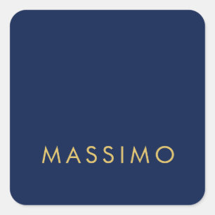 Modern minimalist blå guld professionell trendig fyrkantigt klistermärke