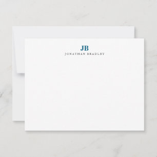 Modern minimalist blå monogram professionell anteckningskort