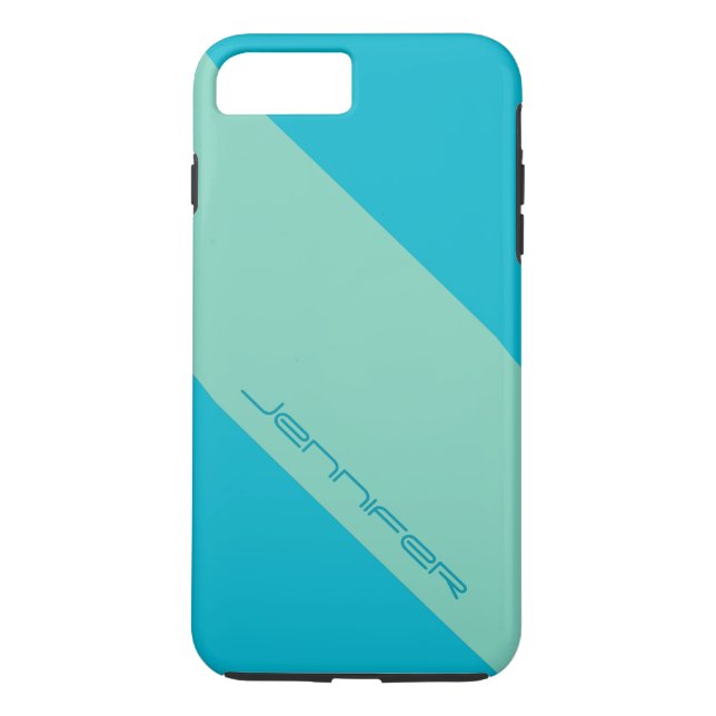 Modern minimalist blå och grön, namn Case-Mate iPhone skal (Baksida)