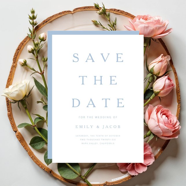 Modern minimalist blå spara datumet (Modern Minimalist Blue Save The Date)