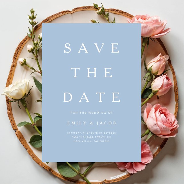 Modern minimalist blå spara datumet (Modern Minimalist Blue Save The Date)