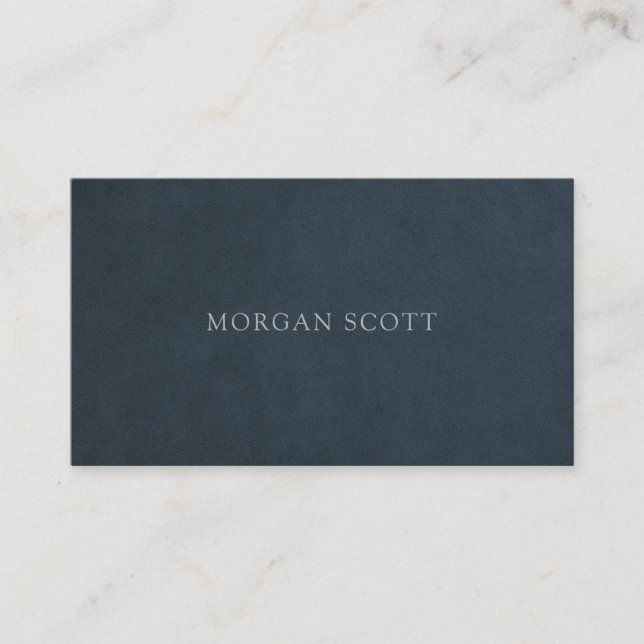 Modern minimalist blå suede textur visitkort (Framsida)