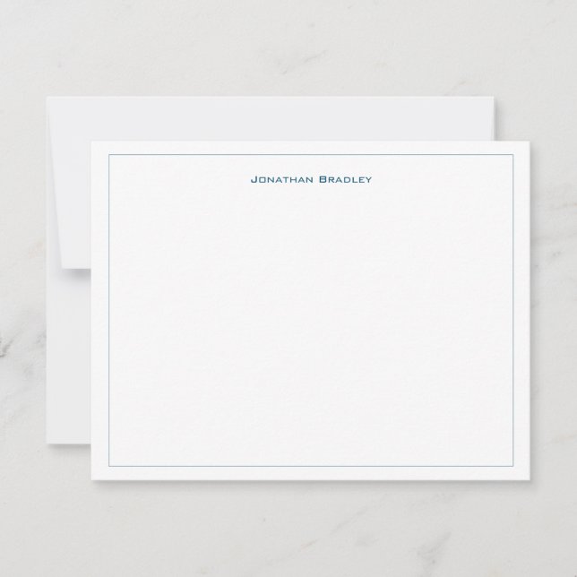 Modern minimalist blå versal typografi anteckningskort (Framsida)