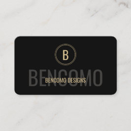 Modern Minimalist Black and Gold Monogram Visitkort