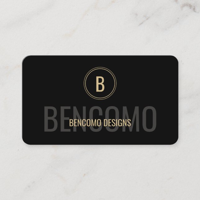 Modern Minimalist Black and Gold Monogram Visitkort (Framsida)