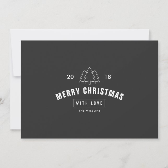 Modern Minimalist Black and White Logo Christmas Julkort (Framsida)