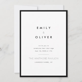 Modern Minimalist Black and White Wedding Inbjudningar