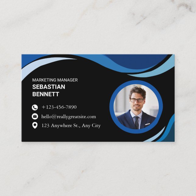 Modern Minimalist Black Custom  Visitkort (Framsida)