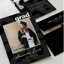 Modern Minimalist Black Graduation Photo Collage