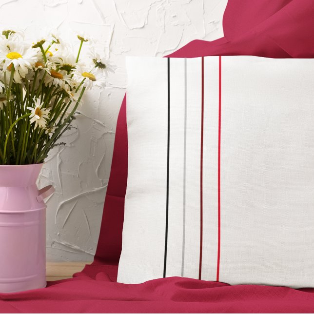 Modern minimalist Black Grått Red Linjer Kudde (Skapare uppladdad)