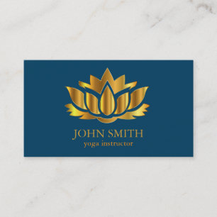 Modern Minimalist Black Guld Lotus Yoga-instruktör Visitkort